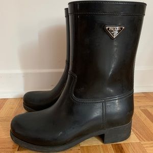 Authentic Prada black rain boots size 7